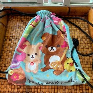 Rilakkuma Sweets! Blue Soft Drawstring Backpack - Rare!